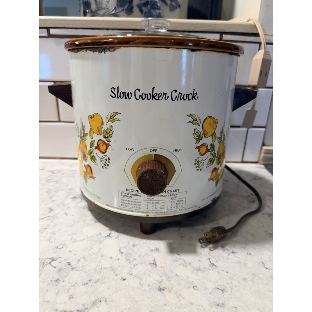 Vintage Rival Corning Ware Spice Of Life Slow Cooker Crockpot Rare Mushrooms